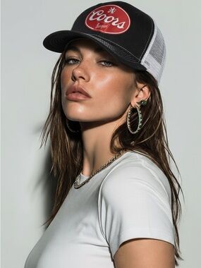 Gray and White Mesh Trucker Hat